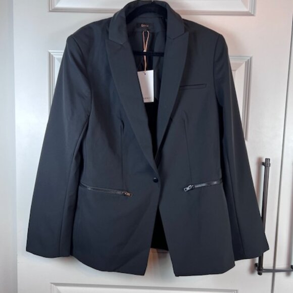 Quince Scuba Single Breasted Convertible Blazer Large Black Modern Workwear - Picture 2 of 9